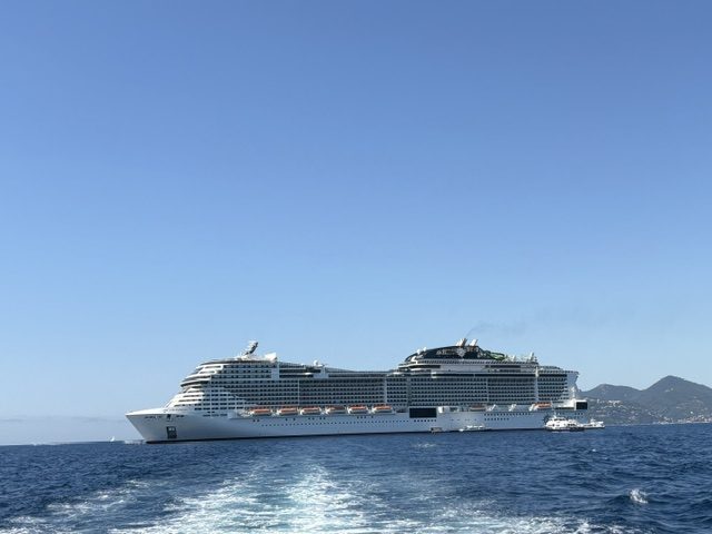 At sea