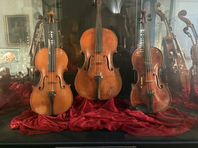 Violins on red velvet