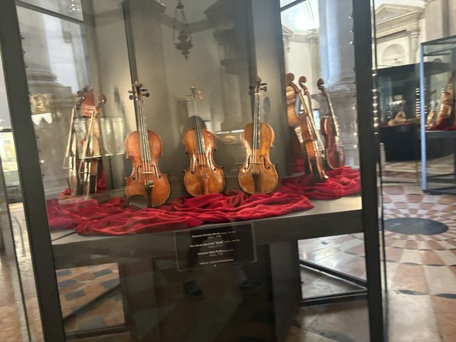 Instruments in a display case