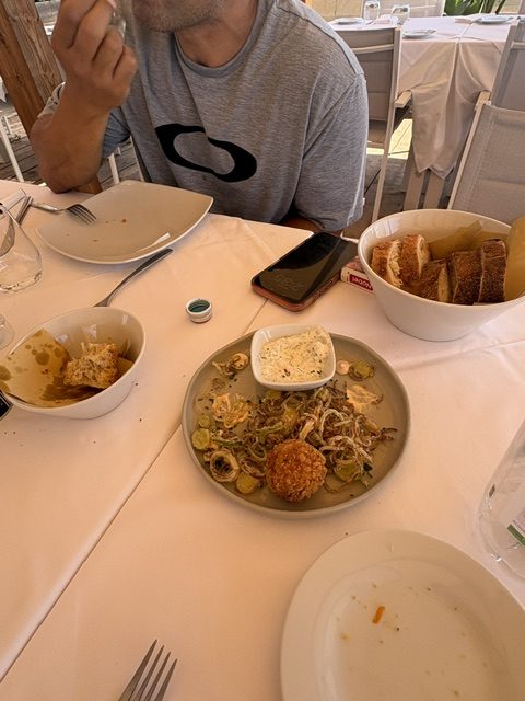 Table with lunch dishes